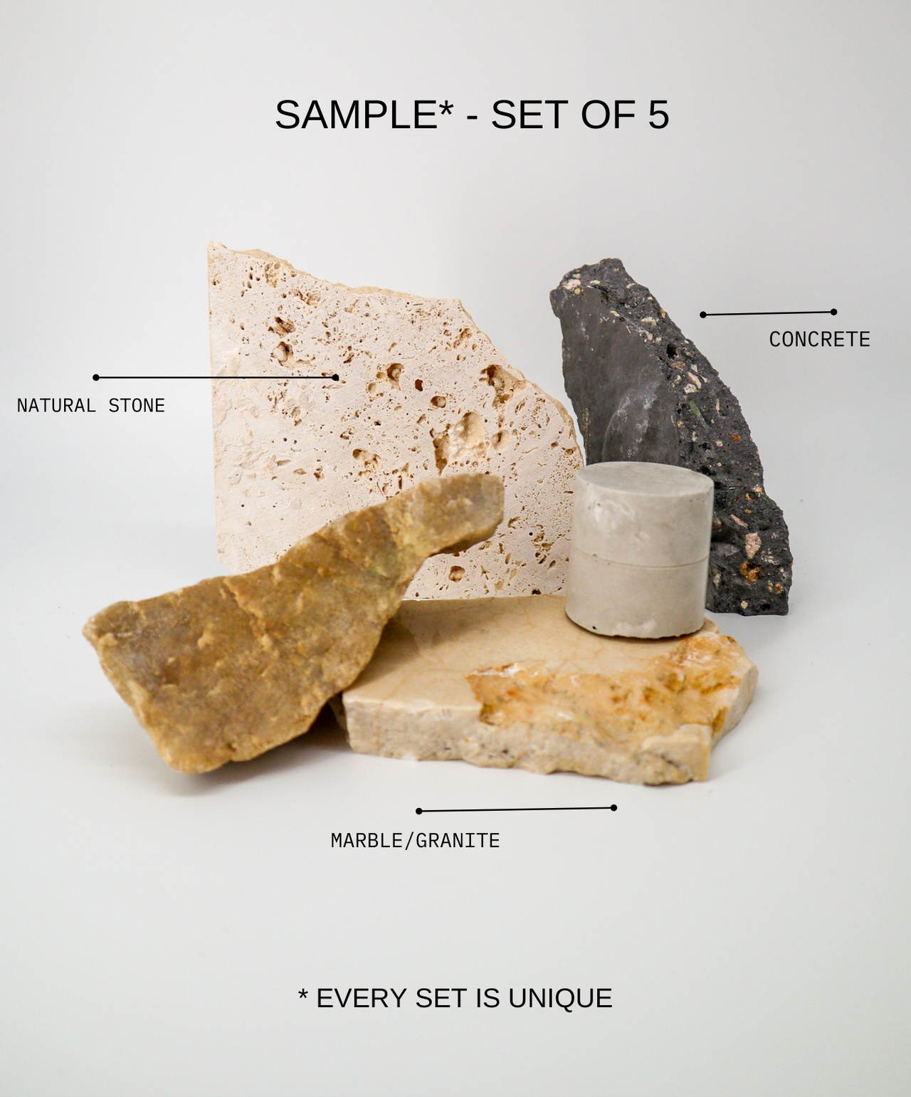 Assorted Mystery Stone Sampler Set Photography Kit (7 Pieces)